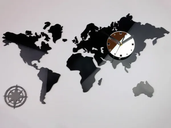 ModernClock 3D nalepovacie hodiny Continents wenge