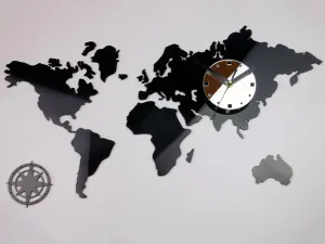 ModernClock 3D nalepovacie hodiny Continents wenge