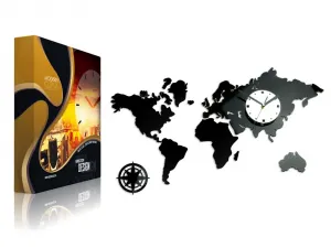 ModernClock 3D nalepovacie hodiny Continents wenge