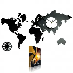 ModernClock 3D nalepovacie hodiny Continents wenge