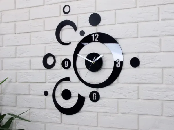 ModernClock 3D nalepovacie hodiny Planets čierne