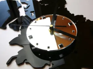 ModernClock 3D nalepovacie hodiny Continents wenge