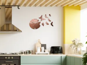 ModernClock 3D nalepovacie hodiny Butterflies medené