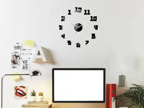 ModernClock 3D nalepovacie hodiny bláznivé čierne