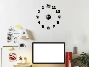 ModernClock 3D nalepovacie hodiny bláznivé čierne