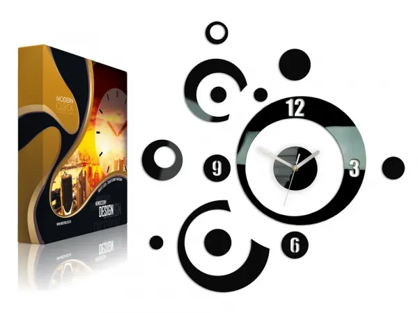 ModernClock 3D nalepovacie hodiny Planets čierne