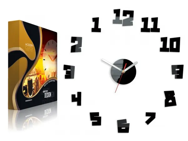 ModernClock 3D nalepovacie hodiny bláznivé čierne