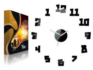 ModernClock 3D nalepovacie hodiny bláznivé čierne