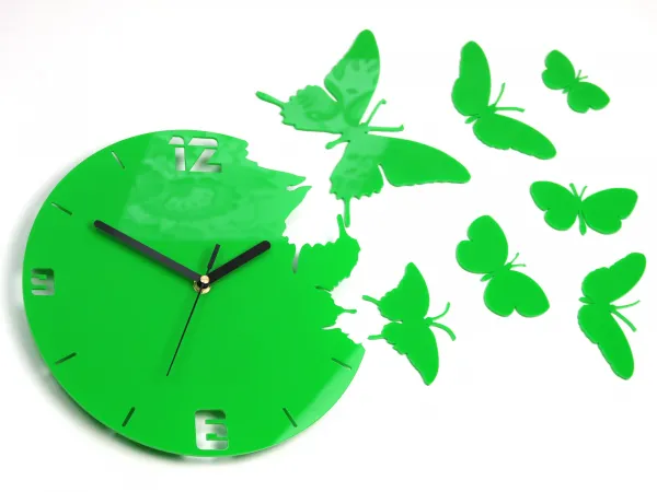 ModernClock 3D nalepovacie hodiny Butterflies zelené
