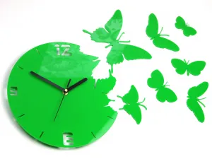 ModernClock 3D nalepovacie hodiny Butterflies zelené