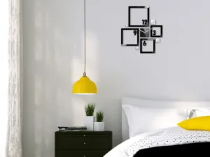 ModernClock 3D nalepovacie hodiny Quadrat čierno-zrkadlové