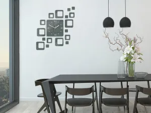 ModernClock 3D nalepovacie hodiny Roman Quadrat tmavosivé