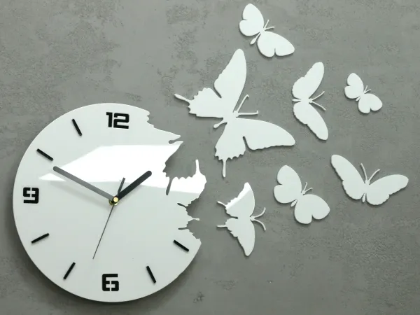 ModernClock 3D nalepovacie hodiny Butterfly biele