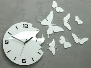 ModernClock 3D nalepovacie hodiny Butterfly biele