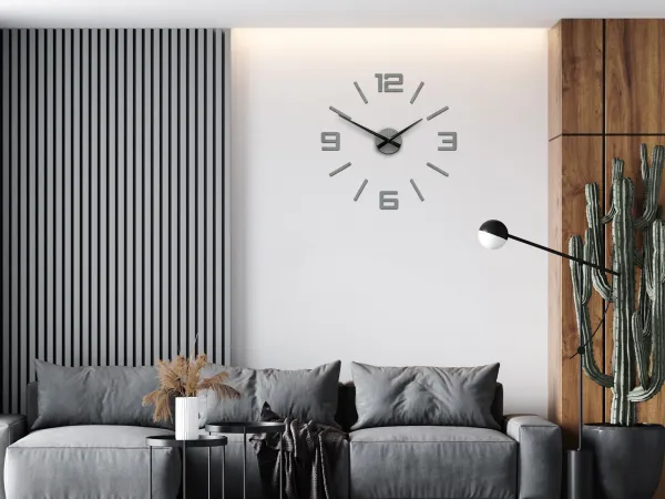 ModernClock 3D nalepovacie hodiny Reden 60x60 cm sivé