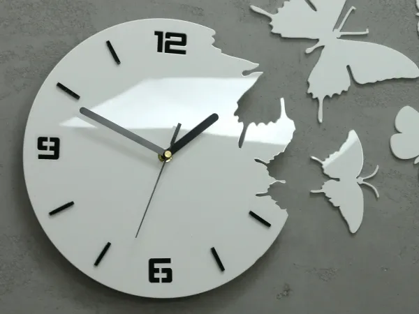ModernClock 3D nalepovacie hodiny Butterfly biele