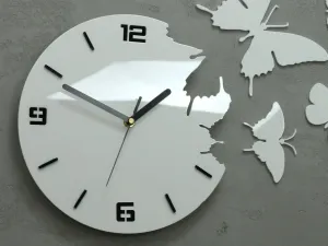 ModernClock 3D nalepovacie hodiny Butterfly biele
