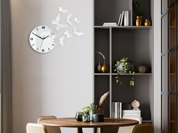 ModernClock 3D nalepovacie hodiny Butterfly biele