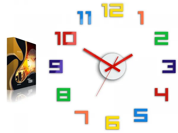 ModernClock 3D nalepovacie hodiny Digit farebné
