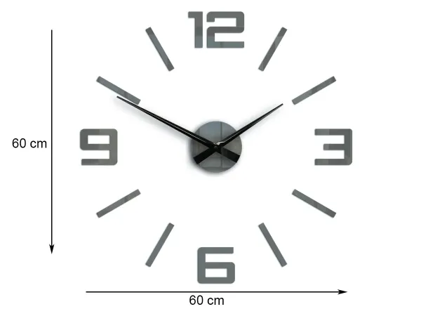 ModernClock 3D nalepovacie hodiny Reden 60x60 cm sivé