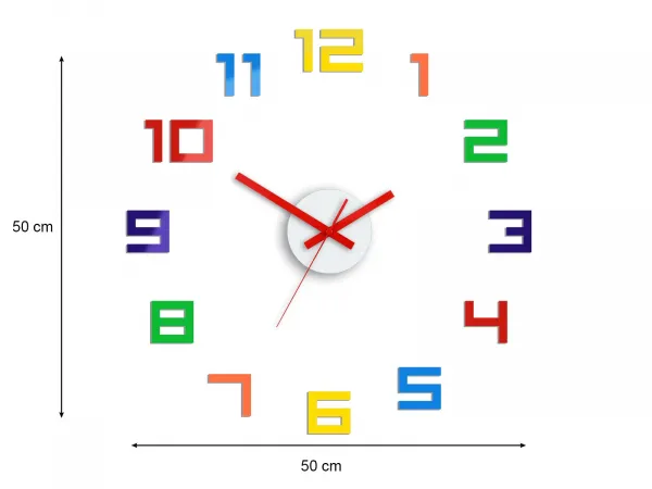 ModernClock 3D nalepovacie hodiny Digit farebné