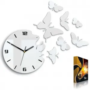 ModernClock 3D nalepovacie hodiny Butterfly biele