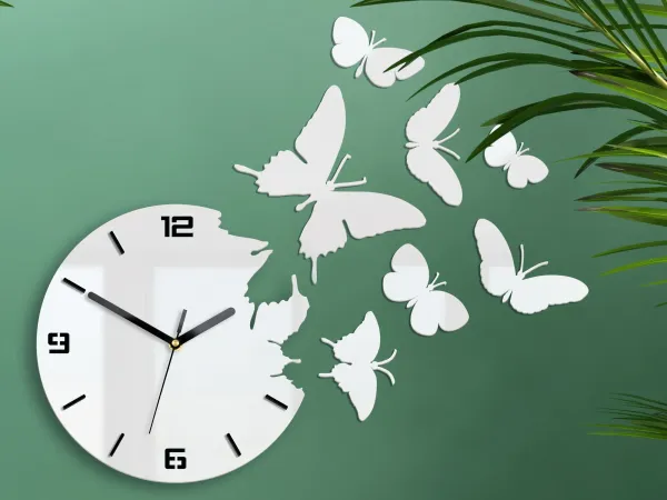 ModernClock 3D nalepovacie hodiny Butterfly biele