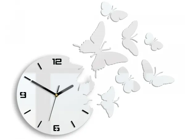 ModernClock 3D nalepovacie hodiny Butterfly biele