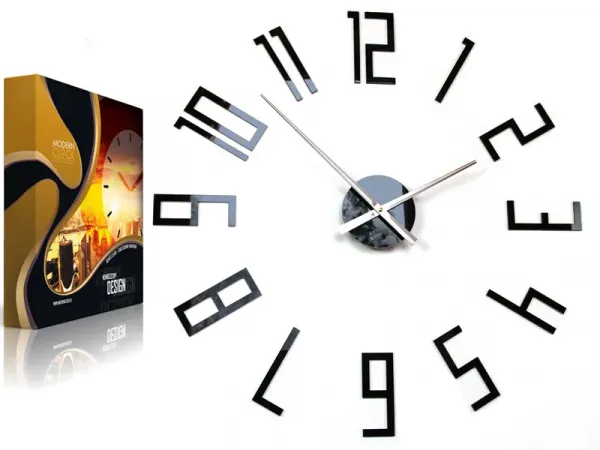 ModernClock 3D nalepovacie hodiny Slim 65 cm čierne