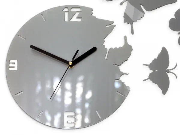 ModernClock 3D nalepovacie hodiny Butterfly sivé
