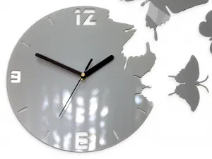 ModernClock 3D nalepovacie hodiny Butterfly sivé