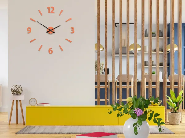 ModernClock 3D nalepovacie hodiny Klaus oranžové