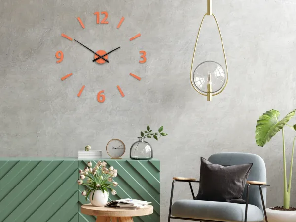 ModernClock 3D nalepovacie hodiny Klaus oranžové