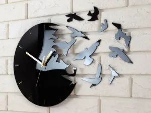 ModernClock 3D nalepovacie hodiny Swallows čierne