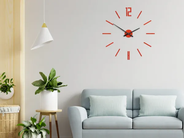 ModernClock 3D nalepovacie hodiny Carlo červené