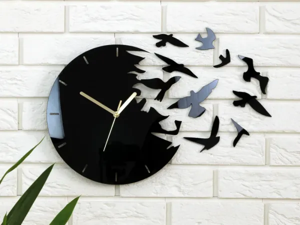 ModernClock 3D nalepovacie hodiny Swallows čierne