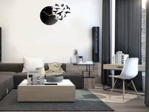 ModernClock 3D nalepovacie hodiny Swallows čierne