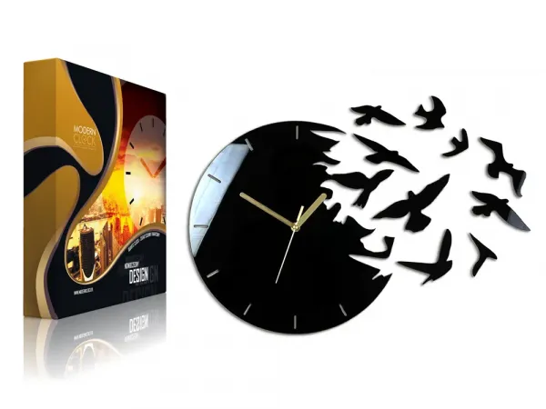 ModernClock 3D nalepovacie hodiny Swallows čierne