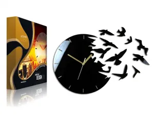 ModernClock 3D nalepovacie hodiny Swallows čierne