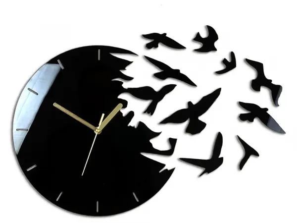 ModernClock 3D nalepovacie hodiny Swallows čierne