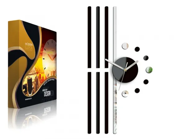 ModernClock 3D nalepovacie hodiny Line čierne