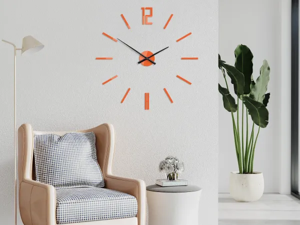 ModernClock 3D nalepovacie hodiny Carlo oranžové