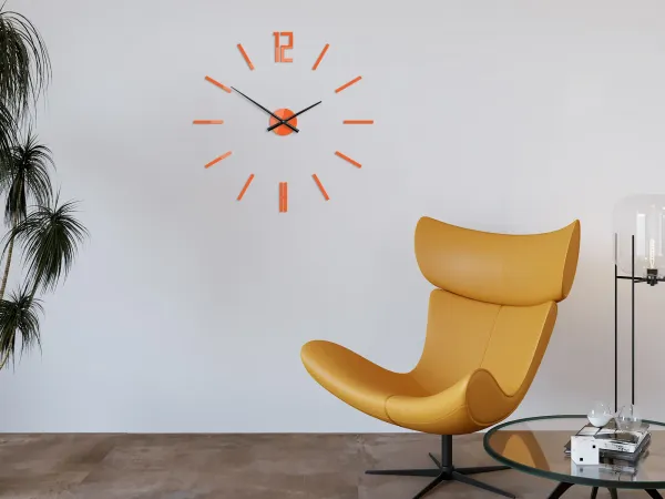 ModernClock 3D nalepovacie hodiny Carlo oranžové