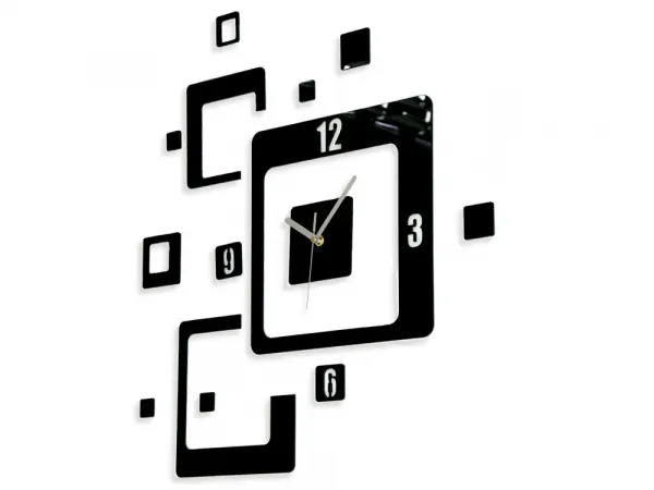 ModernClock 3D nalepovacie hodiny Trio Quadrat čierne