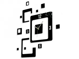 ModernClock 3D nalepovacie hodiny Trio Quadrat čierne