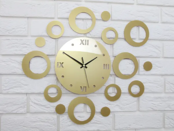 ModernClock 3D nalepovacie hodiny Ring zlaté