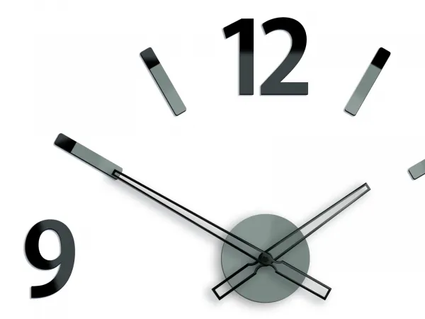 ModernClock 3D nalepovacie hodiny Will sivo-čierne