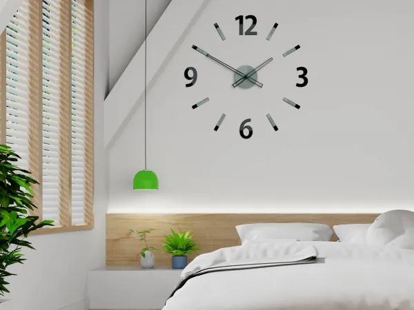 ModernClock 3D nalepovacie hodiny Will sivo-čierne