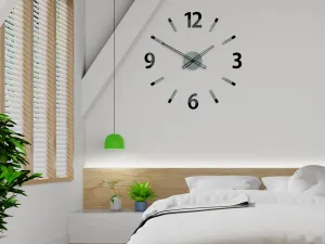 ModernClock 3D nalepovacie hodiny Will sivo-čierne