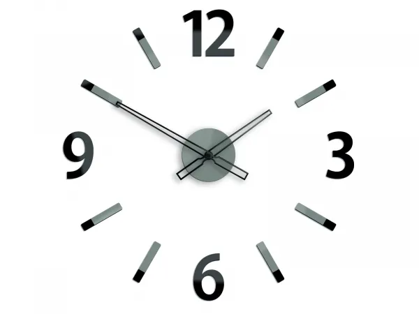 ModernClock 3D nalepovacie hodiny Will sivo-čierne